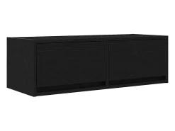 Mueble de TV de madera de roble negro 80x31x25,5 cm
