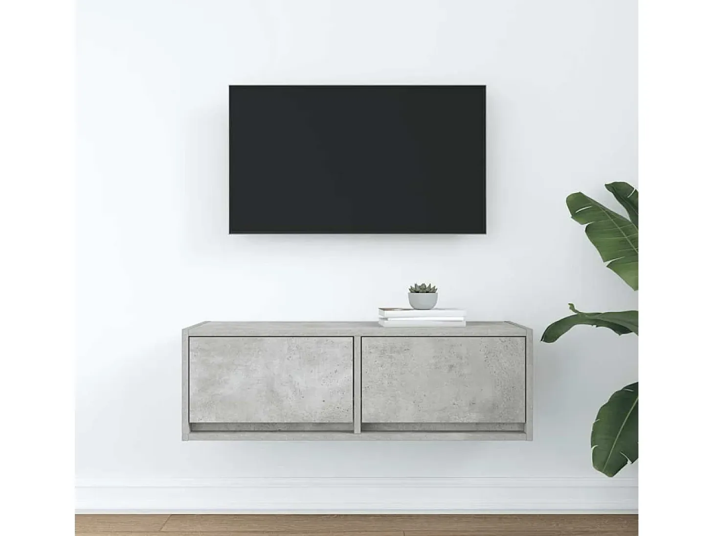 Mueble de TV de madera de ingeniería gris hormigón 80x31x25,5cm