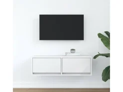 Mueble de TV de madera de ingeniería blanco 80x31x25,5 cm