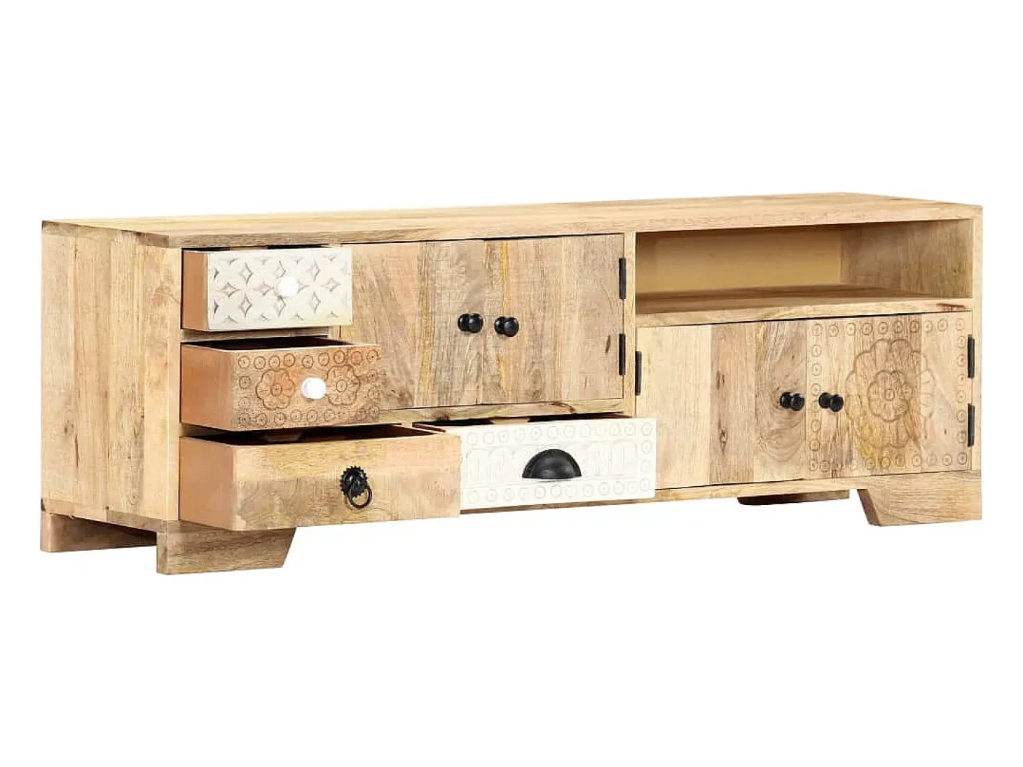 Mueble de TV de madera maciza de mango 120x30x40 cm