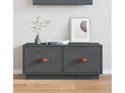 Mueble de TV de madera maciza de pino gris 80x34x35 cm