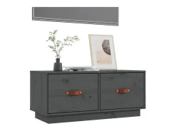 Mueble de TV de madera maciza de pino gris 80x34x35 cm