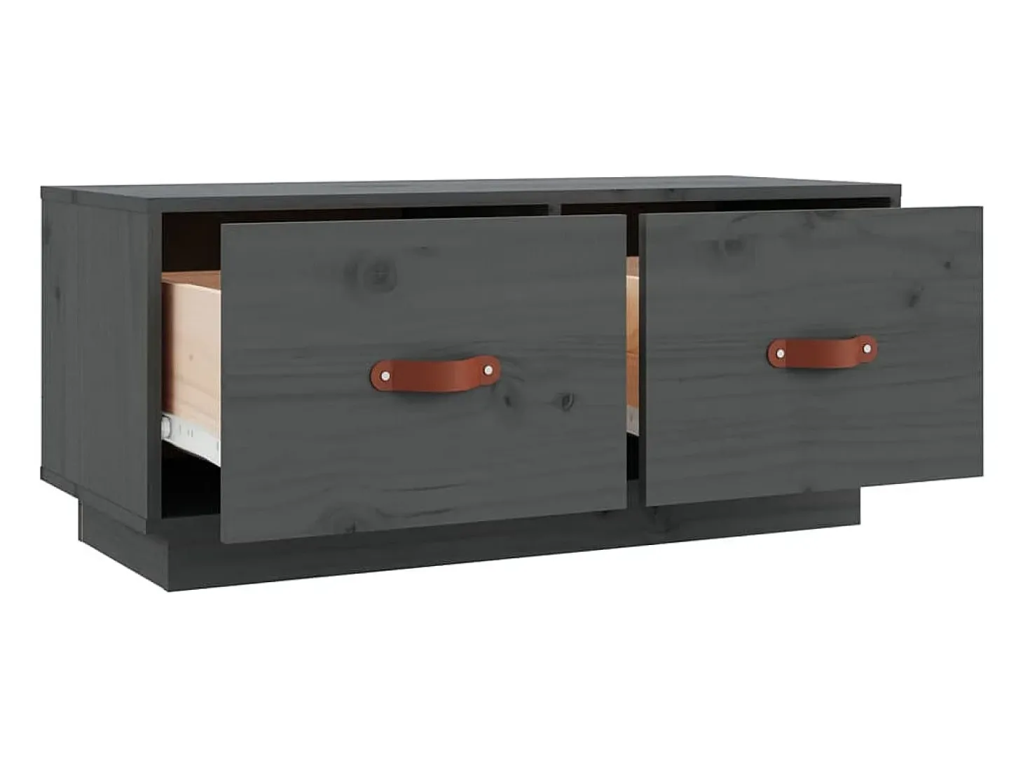 Mueble de TV de madera maciza de pino gris 80x34x35 cm