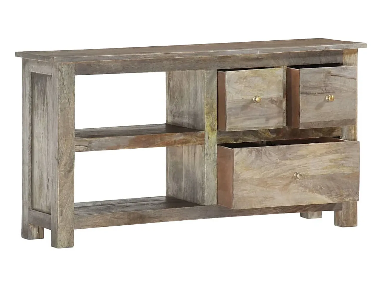 Mueble de TV de madera maciza de mango 100x30x55 cm