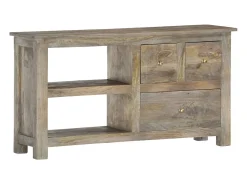 Mueble de TV de madera maciza de mango 100x30x55 cm