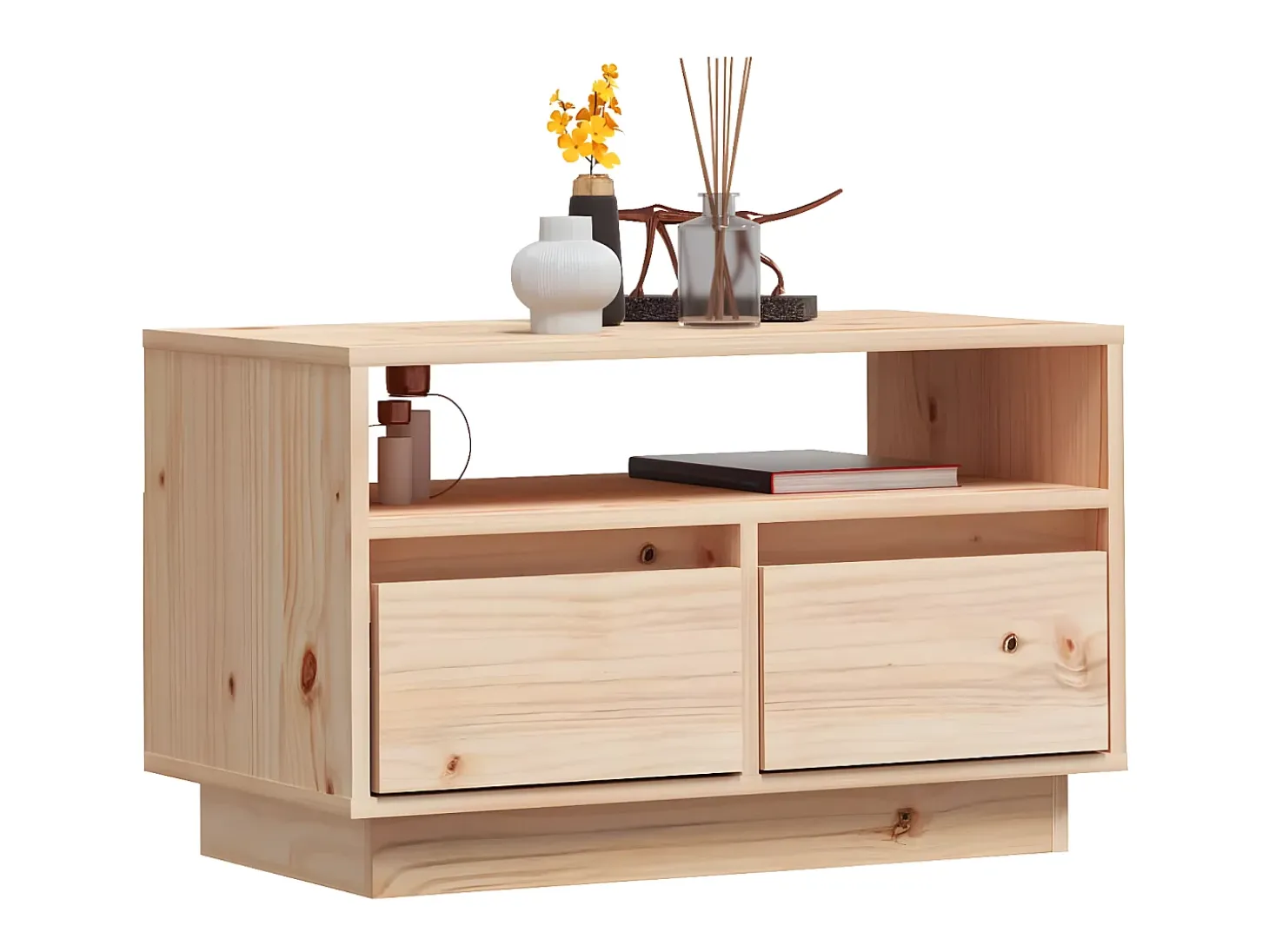 Mueble de TV de madera maciza de pino 60x35x37 cm
