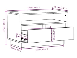 Mueble de TV de madera maciza de pino 60x35x37 cm