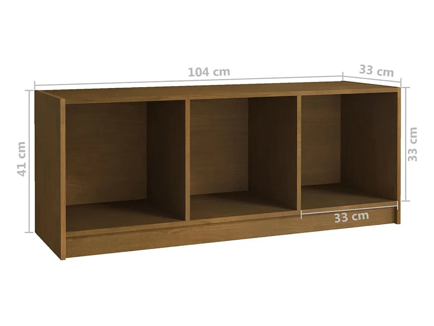 Mueble de TV de madera maciza pino marrón miel 104x33x41 cm
