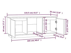 Mueble de TV de madera maciza de pino 110,5x35x44 cm