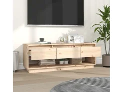 Mueble de TV de madera maciza de pino 110,5x34x40 cm