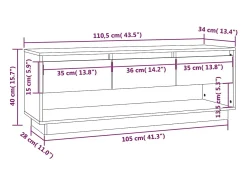 Mueble de TV de madera maciza de pino 110,5x34x40 cm