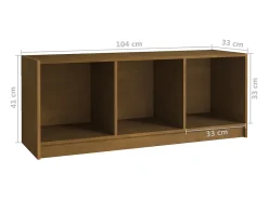 Mueble de TV de madera maciza pino marrón miel 104x33x41 cm
