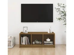 Mueble de TV de madera maciza pino marrón miel 104x33x41 cm