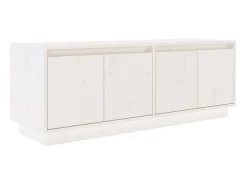Mueble de TV de madera maciza de pino blanco 110x34x40 cm ES81119