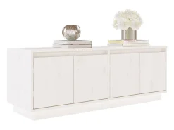 Mueble de TV de madera maciza de pino blanco 110x34x40 cm ES81119