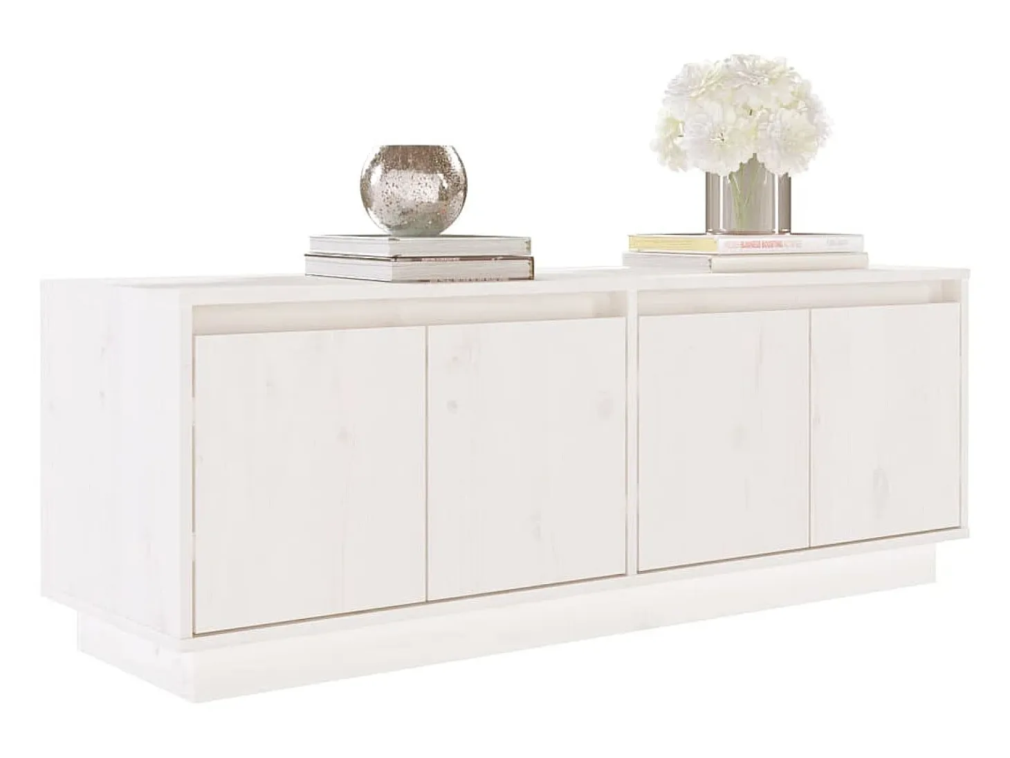 Mueble de TV de madera maciza de pino blanco 110x34x40 cm ES81119