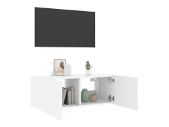 Mueble de TV de pared con luces LED blanco 80x35x31 cm