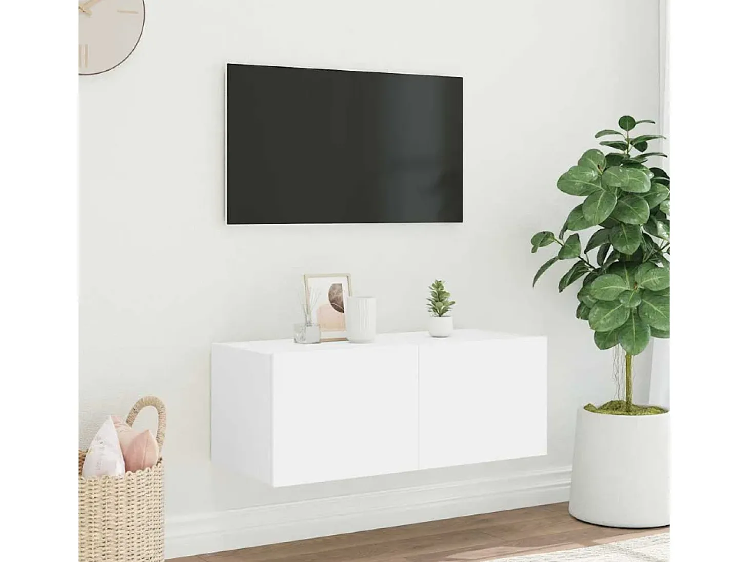 Mueble de TV de pared con luces LED blanco 80x35x31 cm