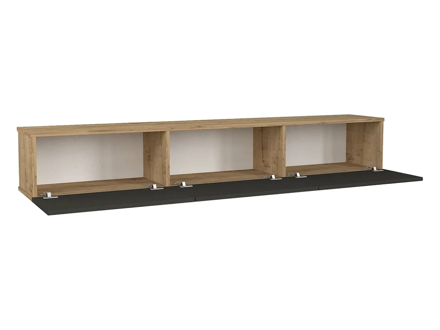 Mueble de TV de pared con 3 puertas - Antracita y Natural Claro - VIKILA