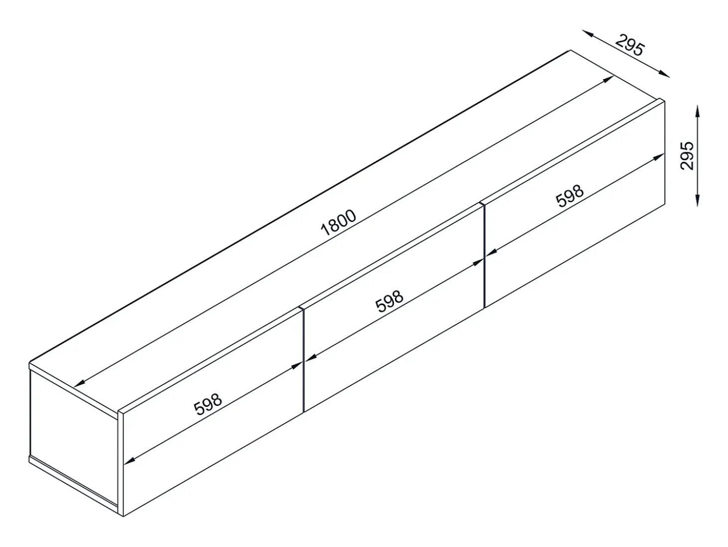 Mueble de TV de pared con 3 puertas - Antracita y Natural Claro - VIKILA