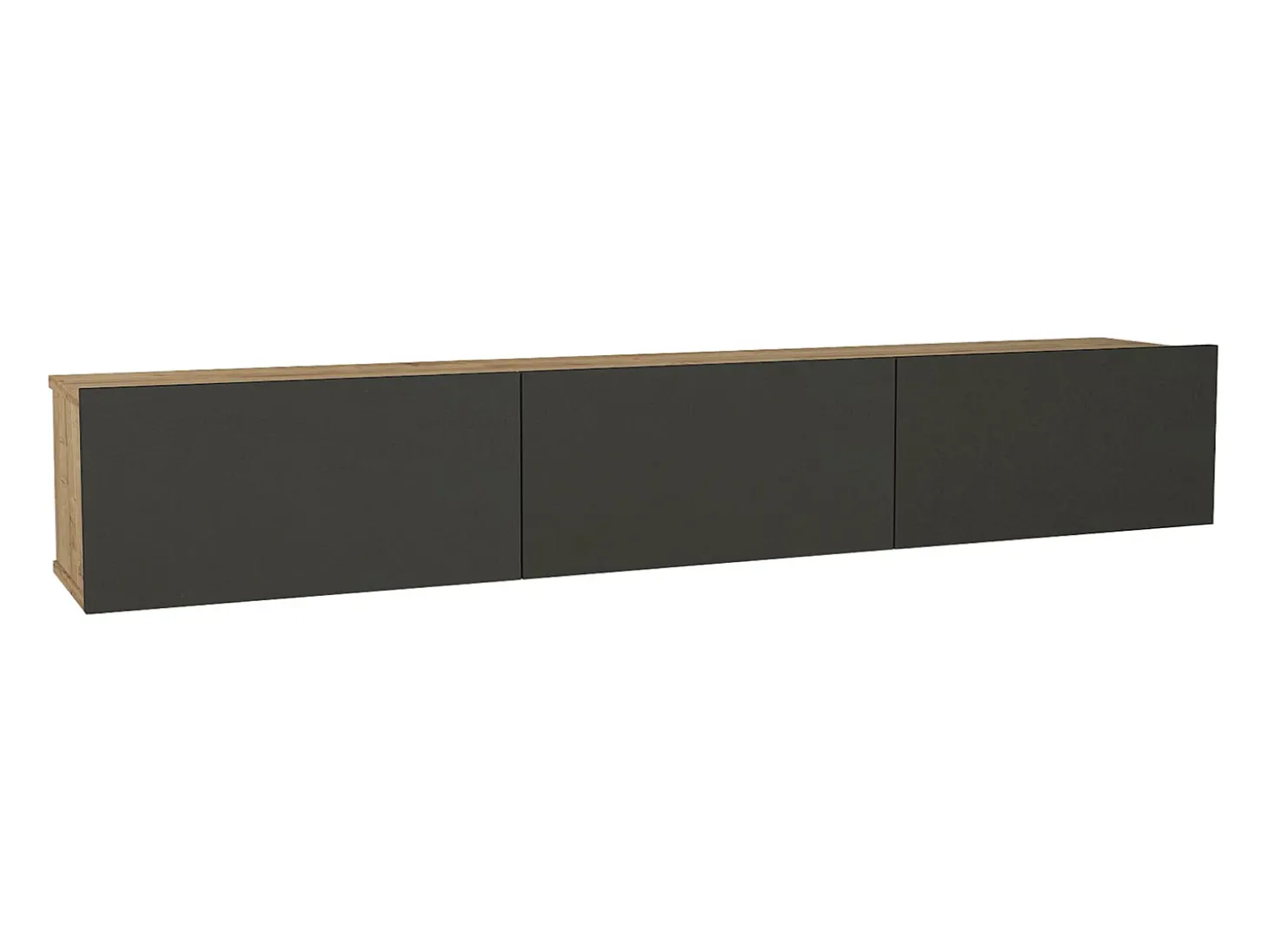 Mueble de TV de pared con 3 puertas - Antracita y Natural Claro - VIKILA