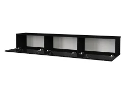 Mueble de TV de pared con 3 puertas - Color: Efecto mármol negro - VIKILA