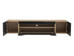 Mueble de TV de pared de 3 puertas con iluminación LED - Mueble de TV negro - puertas plegables - para TV de 75