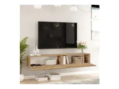 Mueble de TV de Pared moderno Color Roble con 2 Cajones - 180x31.6x29.6 cm.