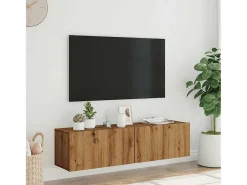 Mueble de TV de pared, roble hecho a mano, 120x30x30 cm, madera de ingeniería