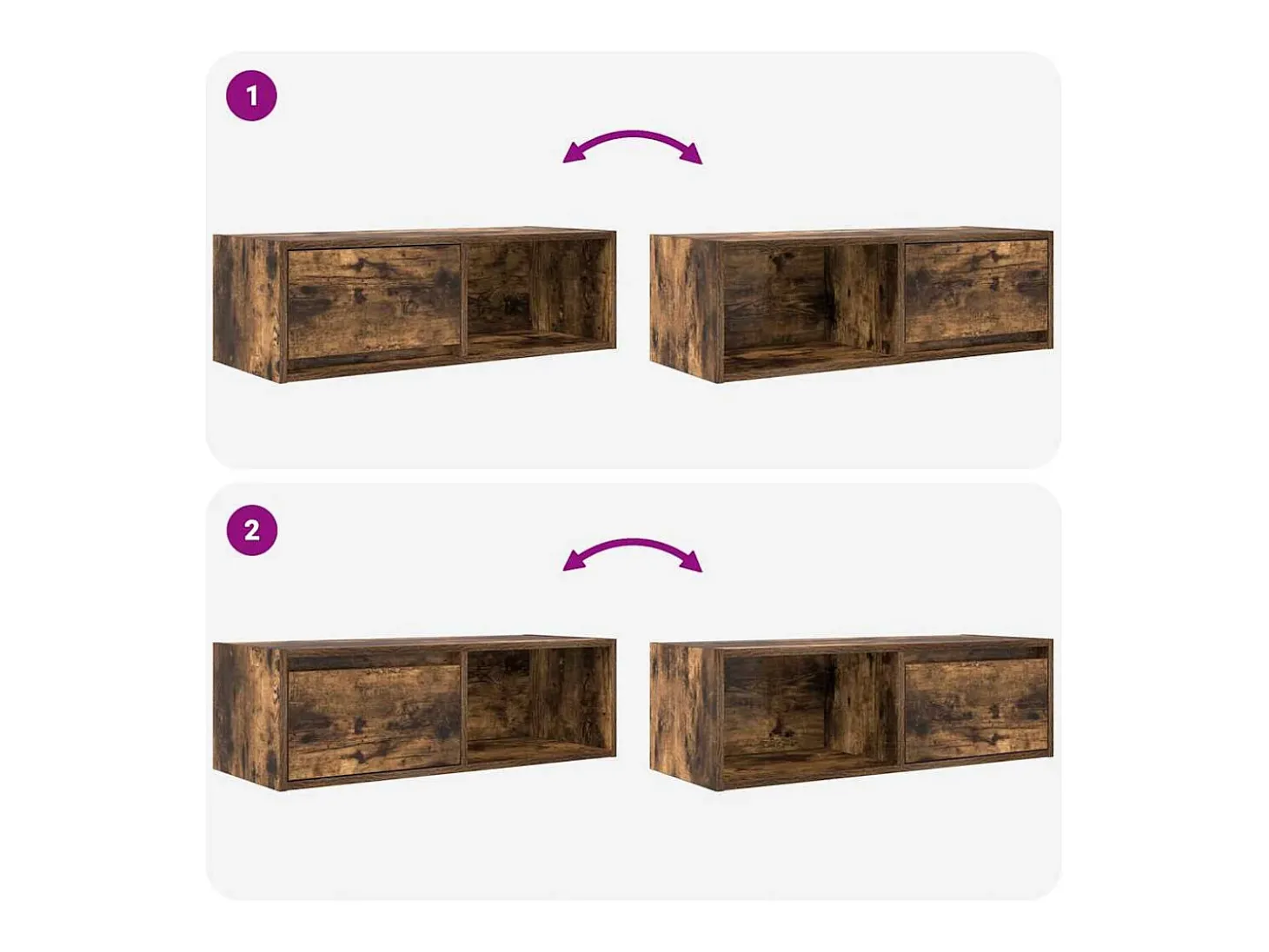 Mueble de TV de roble ahumado 80x31x25,5cm Madera de ingeniería