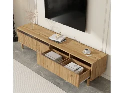 Mueble de TV efecto madera - 178 cm x 35 x 45 cm - con 4 cajones - para salón - MDF - natural