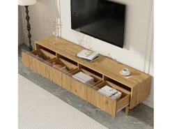 Mueble de TV efecto madera - 178 cm x 35 x 45 cm - con 4 cajones - para salón - MDF - natural