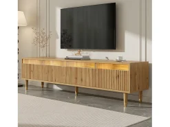 Mueble de TV efecto madera - 178 cm x 35 x 45 cm - con 4 cajones - para salón - MDF - natural