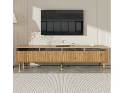 Mueble de TV efecto madera - 178 cm x 35 x 45 cm - con 4 cajones - para salón - MDF - natural