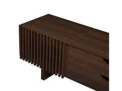 Mueble de TV en nogal oscuro - 180 x 40 x 45 cm - con 2 cajones + 2 puertas - para TV de 75 pulgadas - MDF