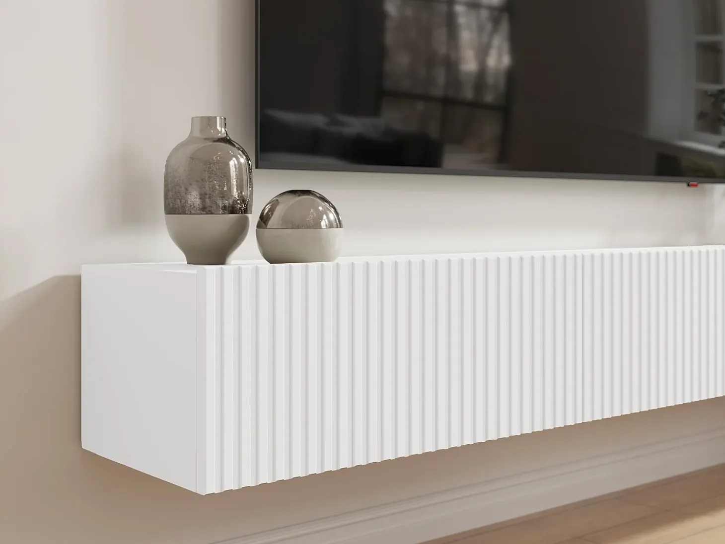 Mueble de TV flotante con 3 puertas - Blanco - DANTAY de Pascal Morabito