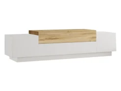 Mueble de TV Gaxio 4 puertas abatibles blanco/natural 38x160x37 cm