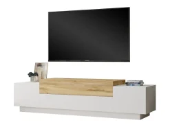 Mueble de TV Gaxio 4 puertas abatibles blanco/natural 38x160x37 cm