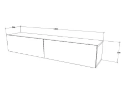 Mueble de TV haaus Isla, 2 puertas, Negro, 135 x 28 x 25 cm
