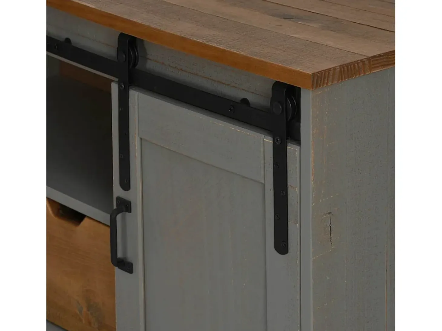 Mueble de TV HALDEN con puerta corredera gris 110x40x60 cm