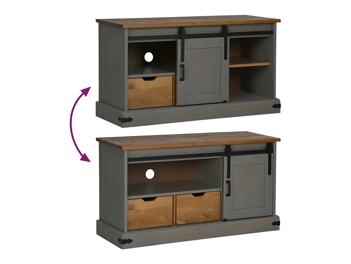 Mueble de TV HALDEN con puerta corredera gris 110x40x60 cm