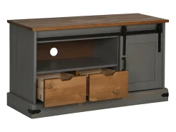 Mueble de TV HALDEN con puerta corredera gris 110x40x60 cm