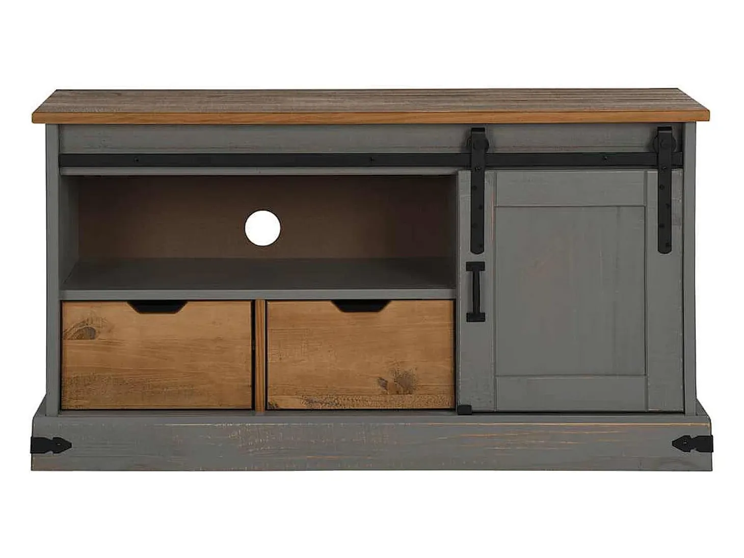 Mueble de TV HALDEN con puerta corredera gris 110x40x60 cm