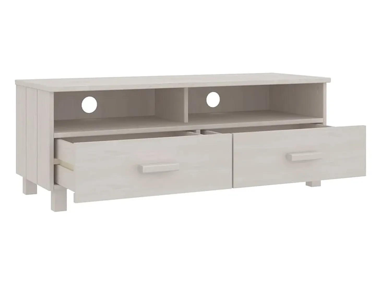 Mueble de TV HAMAR madera maciza de pino blanco 106x40x40 cm