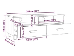 Mueble de TV HAMAR madera maciza de pino blanco 106x40x40 cm