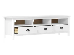 Mueble de TV Hill madera maciza de pino blanco 158x40x47 cm