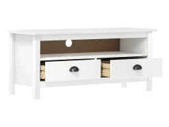 Mueble de TV Hill madera maciza de pino blanco 110x40x47 cm