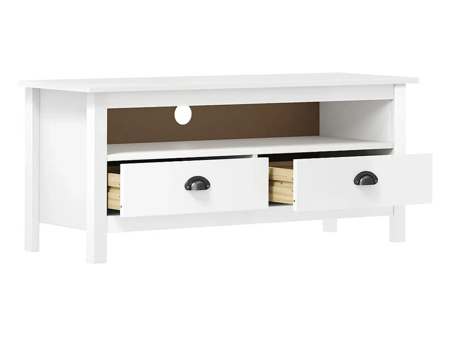 Mueble de TV Hill madera maciza de pino blanco 110x40x47 cm