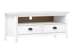 Mueble de TV Hill madera maciza de pino blanco 110x40x47 cm