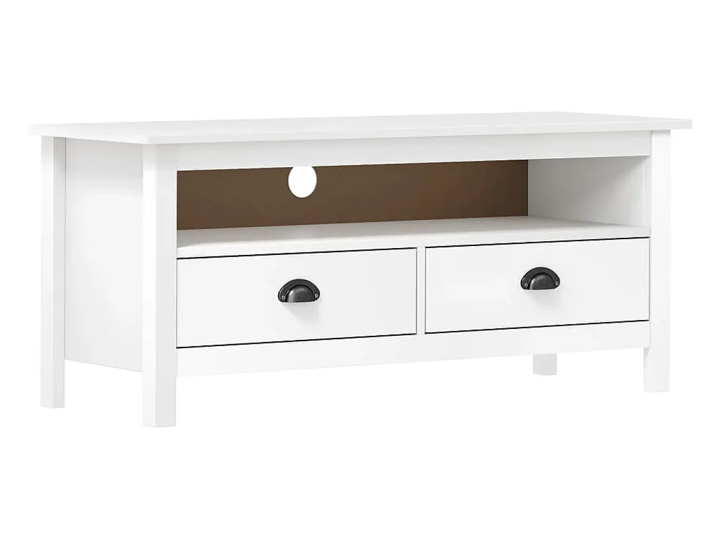 Mueble de TV Hill madera maciza de pino blanco 110x40x47 cm